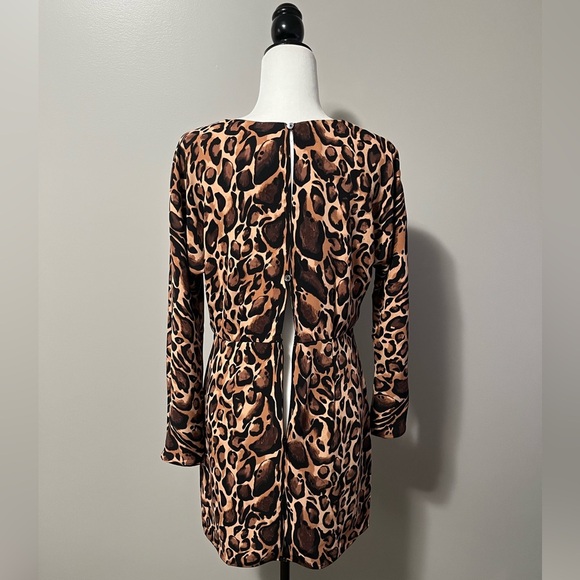 Babaton Samson Long Sleeve Chestnut Black Animal Print Dress - Picture 10 of 16